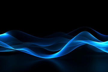 curved blue neon light wave.