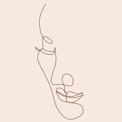 One line drawing face abstract woman. Vector.