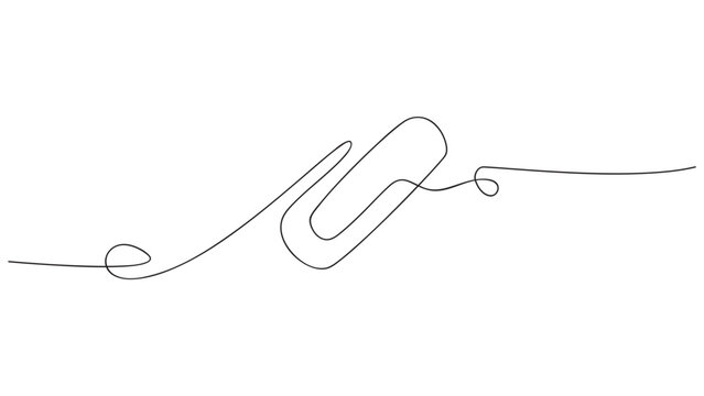One continuous line drawing of a paper clip. Vector illustration.