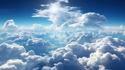 White Fluffy Clouds Blue Sky Summer, HD, Background Wallpaper, Desktop Wallpaper - obrazy, fototapety, plakaty