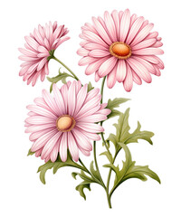 Obraz premium Charming Pink Daisy Chains Clipart, Floral Sublimation Pink Daisy Chains, transparent background, Created using generative AI
