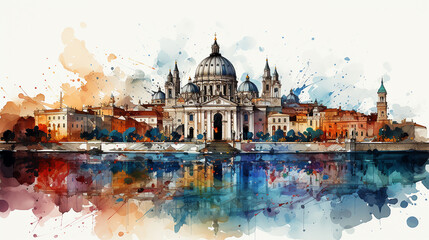 touristic card of Rome views, Italy