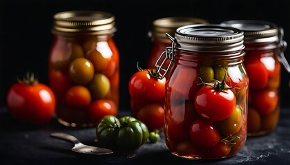 pickled tomatoes in a jar