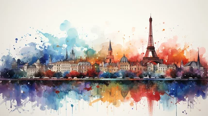 Foto op Canvas touristic card of Paris views, France © nolonely