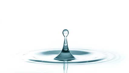 Concentric splashing droplet in motion on white background