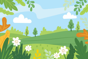 Fototapeta na wymiar Vector about Hand drawn spring landscape