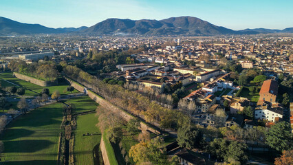 Aerial view of Lucca medieval town, Tuscany - Italy