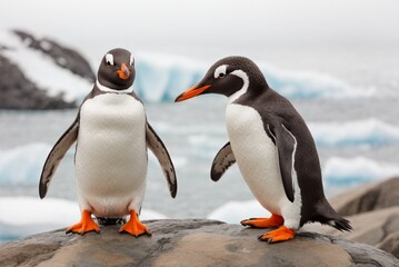 Fototapeta premium Gentoo penguins on the rocks, Antarctic Peninsula, Antarctica