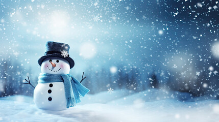 happy snowman wallpapers winter desktop,Christmas snowman with snow and bokeh lights depicts a festive holiday tree adorned with snow and twinkling lights. Suitable for holiday greeting cards