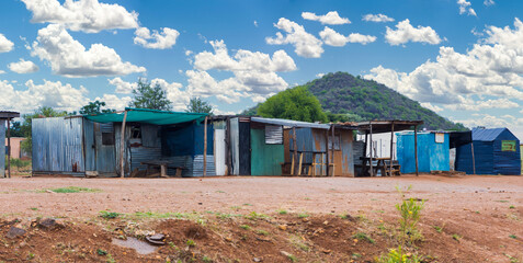 slum informal settlement  in cape town, western province, south africa