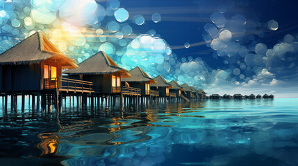 Tropical paradise: Overwater bungalows on a crystal blue ocean




 - obrazy, fototapety, plakaty
