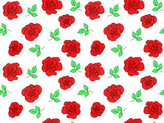 Seamless pattern of red roses