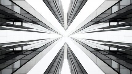 Architectural symmetry in a modern building, black and white color, abstract, background