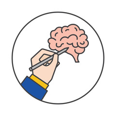 Left-handed Brain Vector Icon and Concept Image.