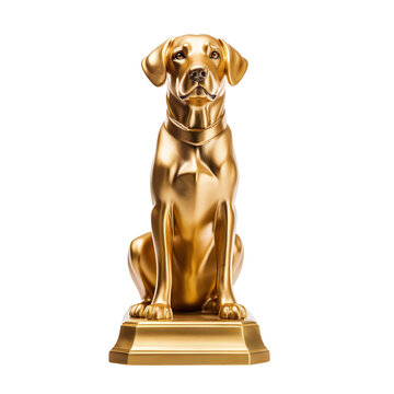 Golden dog award trophy, cut out. Award for first place in dog show
