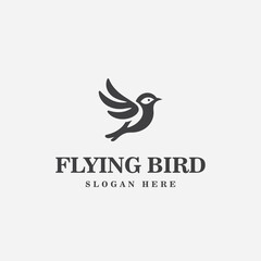 Fototapeta na wymiar bird logo design, in black and white monochrome style