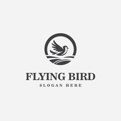 bird logo design, in black and white monochrome style