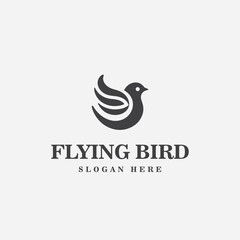Fototapeta na wymiar bird logo design, in black and white monochrome style