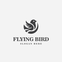 bird logo design, in black and white monochrome style