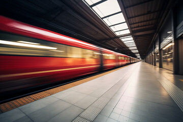a moving train at the station