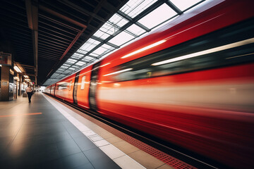 a moving train at the station