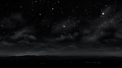 Dark night sky with stars, black and white color, abstract, background