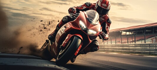 High-Speed MotoGP Thrills - Dynamic Motorcycle Movement Around the Track, Speed and Motion