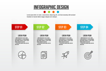 Vector infographic design template with icon 4 step. Modern infographic design template presentation.