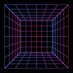 Neon grid. Futuristic element in cyberpunk style. Vector illustration.