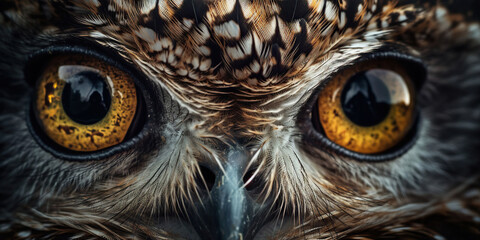 owl eyes incredible macro photography, Generative AI