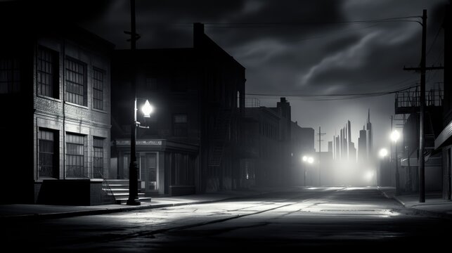 Old film noir scene, black and white color, background 