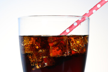 Glass of coke with ice cubes - 687905761