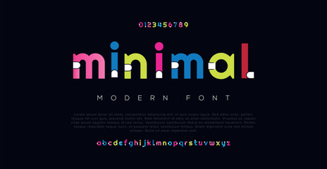 Minimal modern alphabet fonts. Typography minimalist urban digital fashion future creative logo font. vector illustration - obrazy, fototapety, plakaty