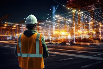 Construction Worker On Highspeed Highway Site With Ai