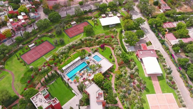 Mexico, San Miguel de Allende: Aerial view of colonial-era city with typical colorful buildings - landscape panorama of Latin America from above