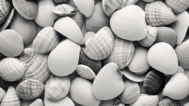 Seashells on a beach, black and white color, background © keystoker