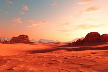 Dramatic Sunset in Desert with Majestic Rock Formations