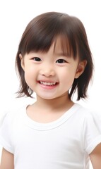 Smile of little Korean girl with healthy white teeth and hygiene Concept of advertising dentist and facial care