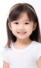 Smile of little Korean girl with healthy white teeth and hygiene Concept of advertising dentist and facial care