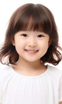 Smile of little Korean girl with healthy white teeth and hygiene Concept of advertising dentist and facial care
