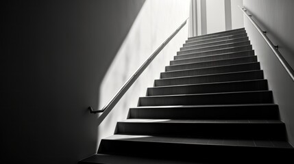 Stairs in an old building, black and white color, background 
