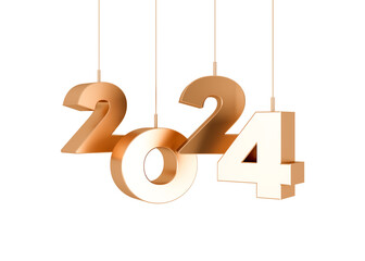 2024 golden new year symbol 3d-illustration