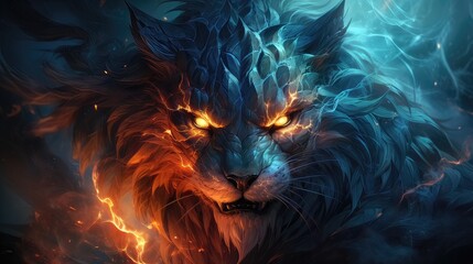 Fototapeta premium Ethereal Creature. Igniting the Flames of Eternal Fire and Sparks