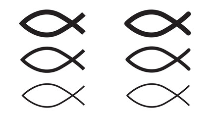 Christian fish set. Ichthys. Religious symbol. Vector illustration - obrazy, fototapety, plakaty