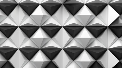 Subdued geometric triangle pattern, black and white color, abstract, background. 3d style imitation. Backdrop.