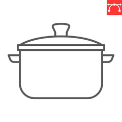Cooking pot line icon, kitchen and kitchenware, saucepan vector icon, vector graphics, editable stroke outline sign, eps 10