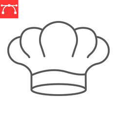 Chef hat line icon, kitchen and cook, chef hat vector icon, vector graphics, editable stroke outline sign, eps 10