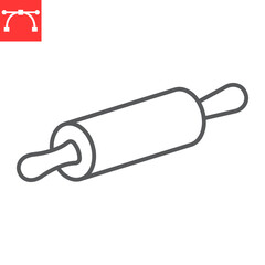 Rolling pin line icon, kitchen and kitchenware, rolling pin vector icon, vector graphics, editable stroke outline sign, eps 10