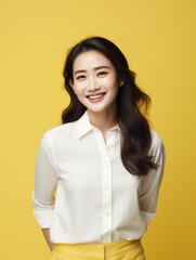 Fototapeta premium Smile of young Korean woman with healthy white teeth and hygiene Concept of advertising dentist and facial care