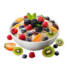 Mouthwatering bowl of porridge with fruits PNG